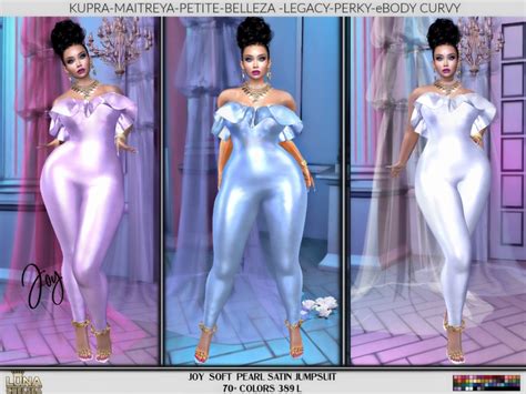 Second Life Marketplace Joy Pearly Satin Ruffle Jupsuit 70 Colors