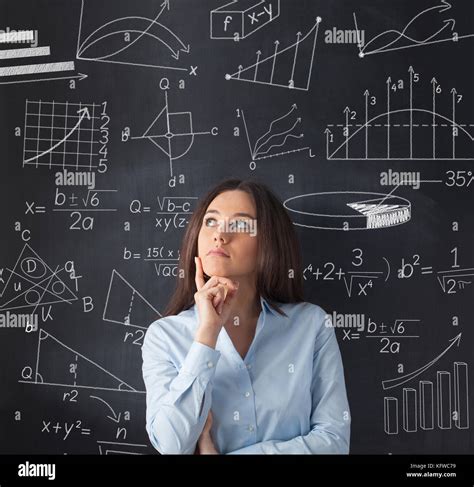 Thinking At Difficult Complex Mathematics Equation On Blackboard Stock