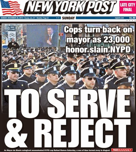 political illusion new york post front page cops turn backs to mayor