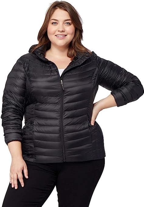 32 Degrees Womens Plus Size Ultra Light Down Packable Jacket Black Size 2x Clothing