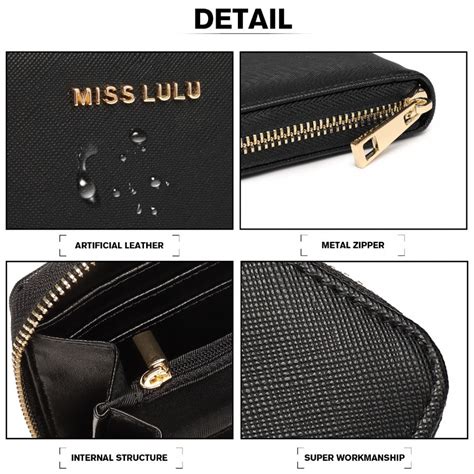 Lp2108 Miss Lulu Zip Closure Ladies Purse Wallet Black