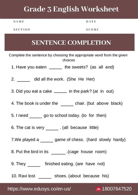 Printable Worksheet For Class 3 English Grammar Grade 3 English