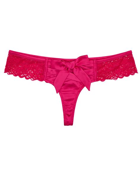 Playful Promises Ruby Satin Crossover Thong Pink Brastop Us