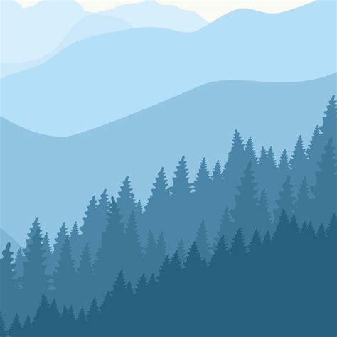 Ombre Blue Mountain Pine Forest Trees Wallpaper Peel And Etsy Tree