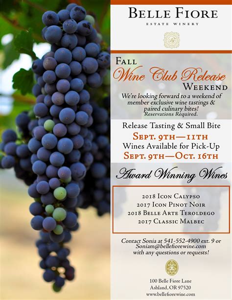 Harvest Banquet Wine Club Release Belle Fiore Winery And Vineyard