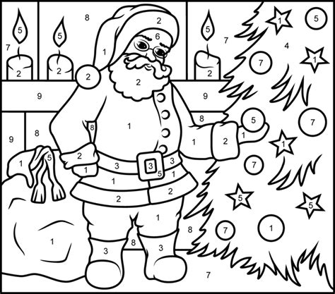 free color by numbers santa Number color santa numbers pages holiday addition freebies days activities google