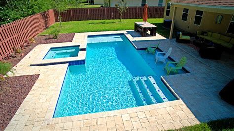 Modern Pool With Two Sun Shelves Orange Park Florida Backyard Pool