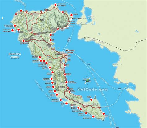 Χάρτης Παραλιών στο Νησί της Κέρκυρας Atcorfu