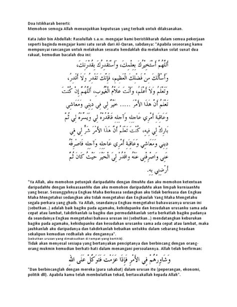 Doa Istikharah Bahasa Indonesia Dakwah Islami