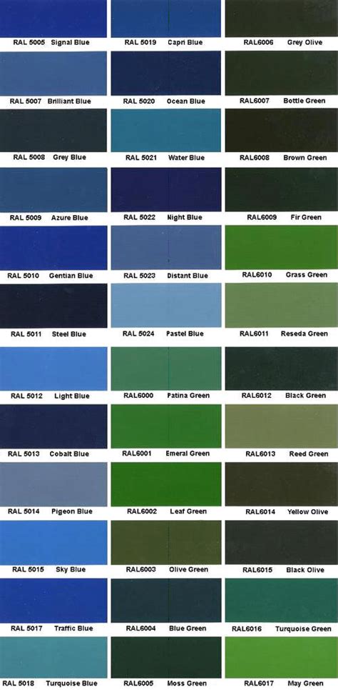 Ral Color Chart Ral Colour Chart D