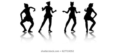 Vector Silhouette Of Dancing People Group Dance Dance Silhouette