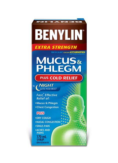 mucus phlegm  cold relief night syrup benylin canada