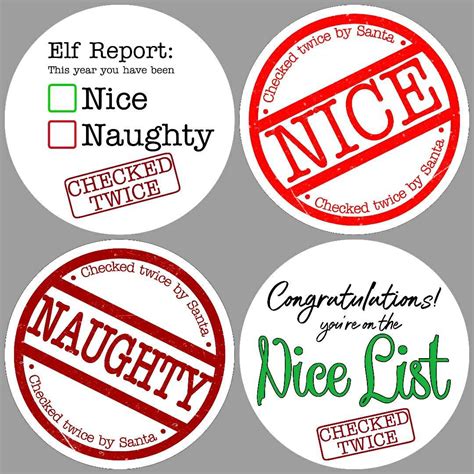 Naughty Or Nice List Stickers Santas Christmas Checklist Etsy Uk