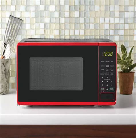 07 Cu Ft Compact Countertop Microwave Oven Red 700w Power Led Display