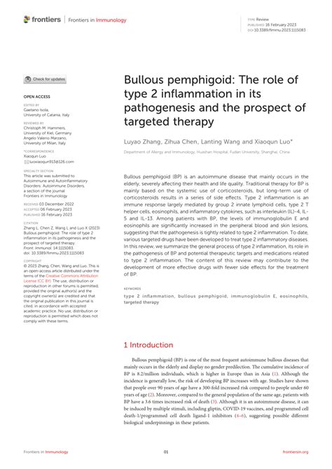 Pdf Bullous Pemphigoid The Role Of Type 2 Inflammation In Its
