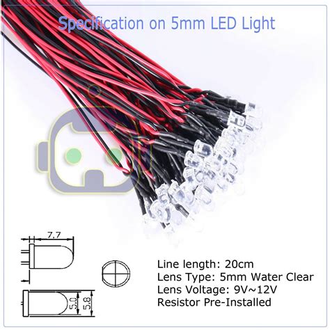1~5 Lot Pre Wired 5mm Led 9 Volt Red Flashing On Snap 9v Prewired Blinking Flash Ebay