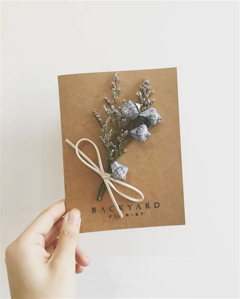 Greeting Cardhandmade Dried Flower Card With Eucalyptus And Etsy