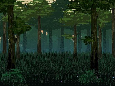 Evening In The Coniferous Forest By Forheksed On Deviantart Pixel Art