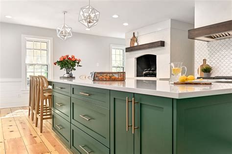 Green Kitchen Island 