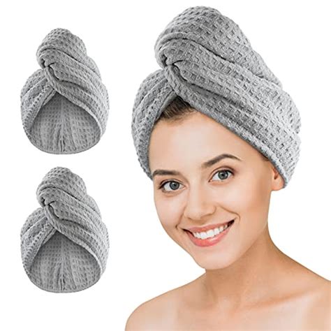 Microfiber Hair Drying Towel 2packs Waffle Long Hair Head Turban