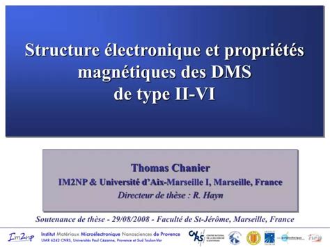 Ppt Structure électronique Et Propriétés Magnétiques Des Dms De Type Ii Vi Powerpoint