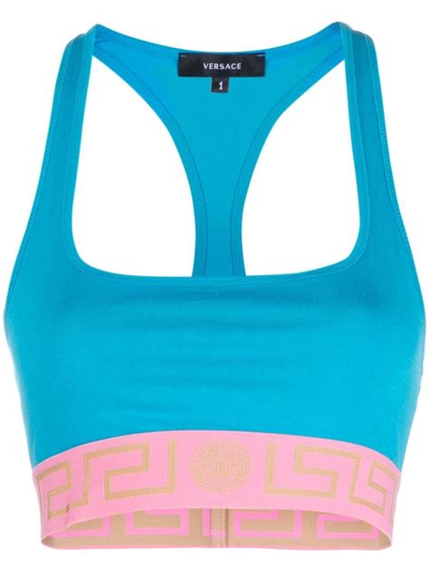 Popular Designer Blue Versace Sports Bras Editorialist