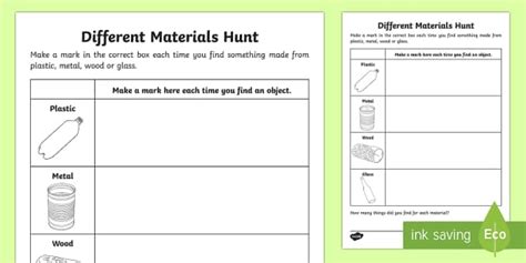 Materials Hunting Worksheet Teacher Made Twinkl