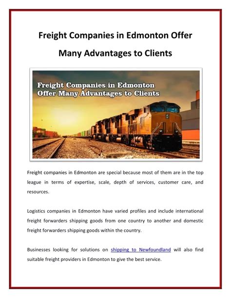 Ppt Freight Companies In Edmonton Offer Many Advantages To Clients