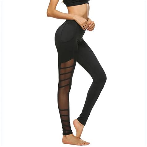 Women Mesh Yoga Pants Elastic Fitness Sports Leggings Sportswear Tracksuit Gym Jogger Running