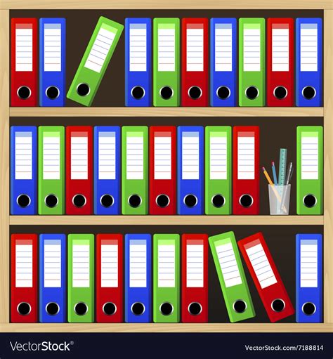 Shelves With File Folders Royalty Free Vector Image
