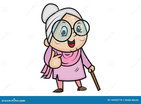 Vector Cartoon Illustration Of Cute Grandmother 144252718