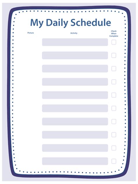 Daily Schedule Template Blue Download Printable Pdf Templateroller