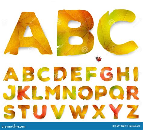Vector Alphabet Letters Made From Autumn Leaves Stock Vector