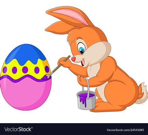 Easter Bunny Painting An Egg Royalty Free Vector Image