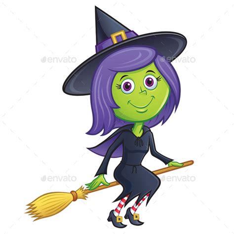 Girl Witch Riding Her Broom By Rodsavely Graphicriver