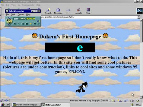 Geocities Website During Windows 95 Era Itchy Scratchy Windows 95