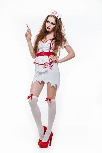 Whatsofun Womens Nurse Zombie Costume Women Nurse Girl Model Medical Fashion