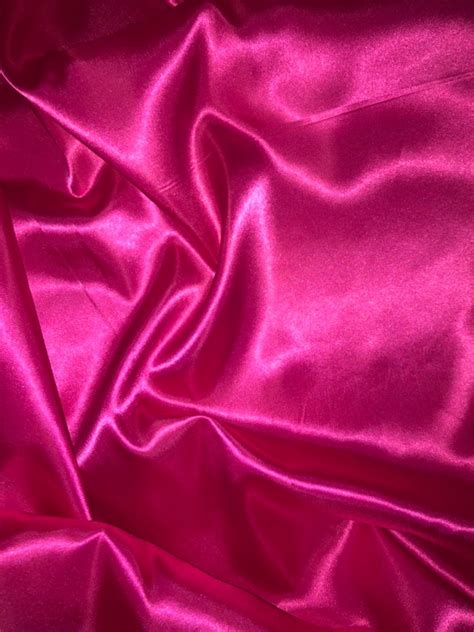 Hot Pink Silky Polyester Satin Fabric Wide Cm Etsy