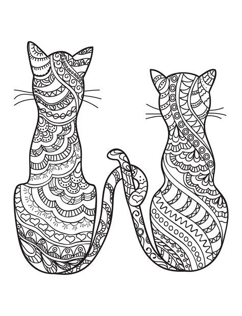 Cat Coloring Book Pages For Adults Printable Cat Coloring Etsy Images