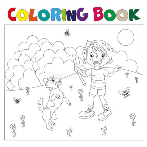 Cartoon Coloring Boy Run Stock Illustrations 152 Cartoon Coloring Boy