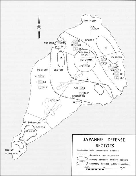 Map Of Japanese Defense Sectors In Iwo Jima