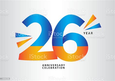 26 Year Anniversary Celebration Logotype Vector 26 Number Design 26th