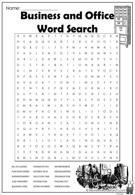 Business And Office Word Search Office Word Word Find Vocabulary Words