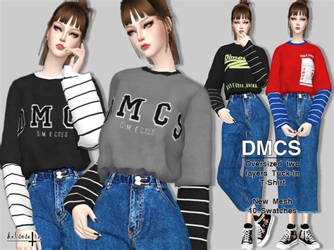 Helsoseiras Dmcs 2 Layers Oversized Tee Sims Sims 4 Sims 4 Clothing
