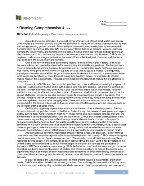 Reading Comprehension Worksheets 12th Grade Printable Worksheet