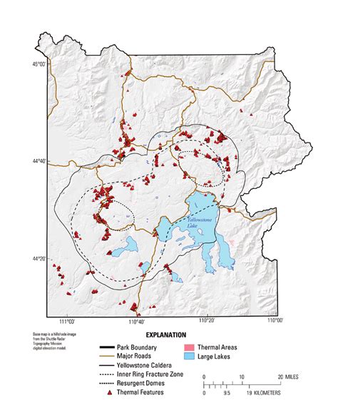 Map Of Yellowstone National Park Showing Location Of Over