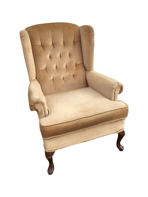 Vintage Beige Wingback Armchair Chairish