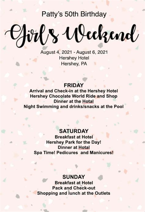 Girls Weekend Itinerary Templatedigital Scheduleinstant Etsy Uk