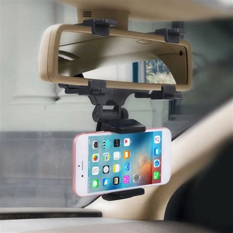 Universal Car Phone Holder 360 Degrees Rotation Car Rearview Mirror