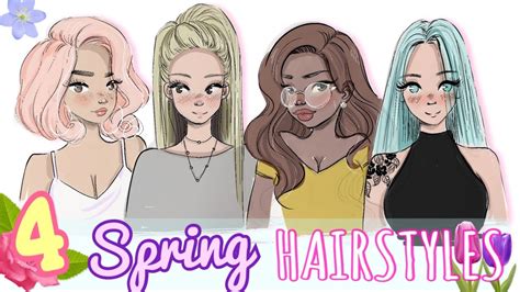 Maiden in love with a gentle lion. 🌸 Draw & Color || 4 SPRING HAIRSTYLES 🌸 - YouTube